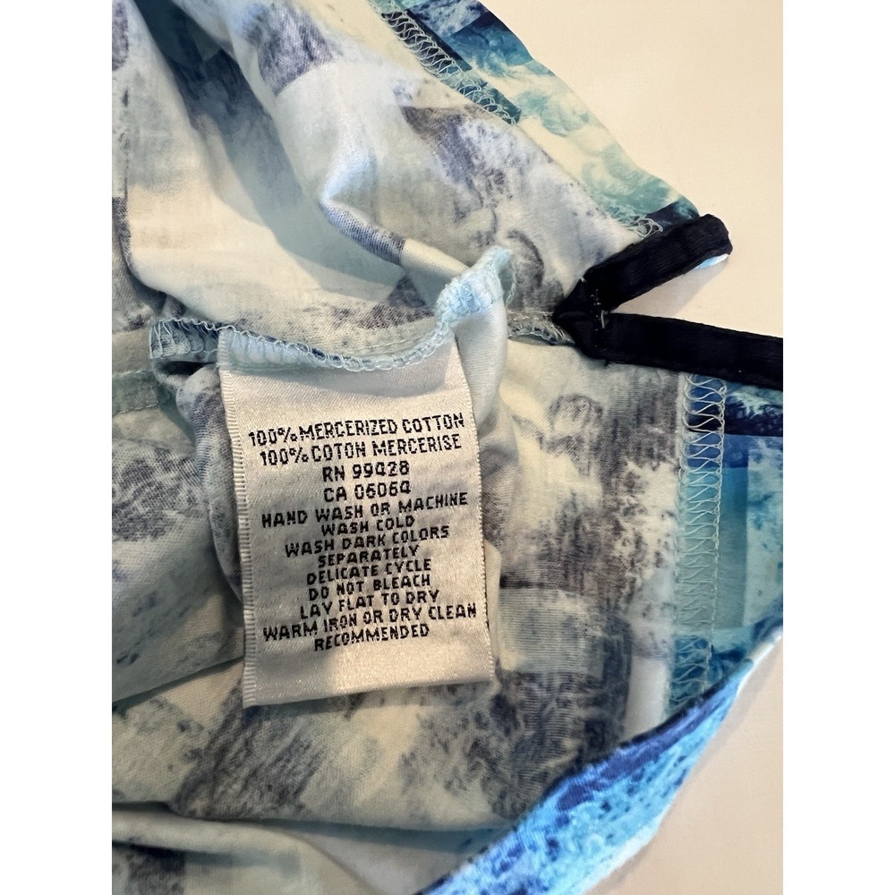 Bugatchi Mens M Polo Abstract Digital Print Blue Short‎ Sleeve Mauna Lani Logo - Picture 5 of 5